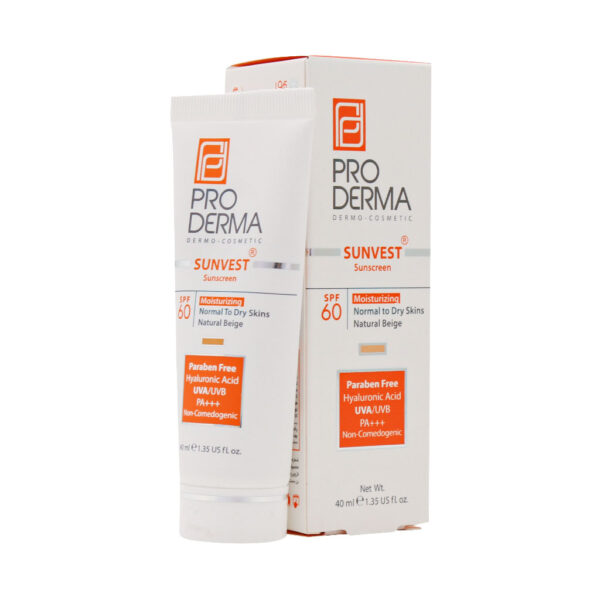 کرم ضد آفتاب و مرطوب کننده بژ طبیعی پرودرما SPF60
