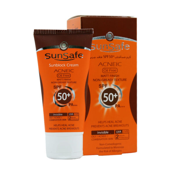 کرم ضد آفتاب SPF50 فاقد چربی بی رنگ سان سیف